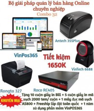 Combo 32. Trọn bộ máy + VinPOS365 Online 2 năm, tặng 1 năm phần mềm. Dành cho siêu thị Minimart trở lên